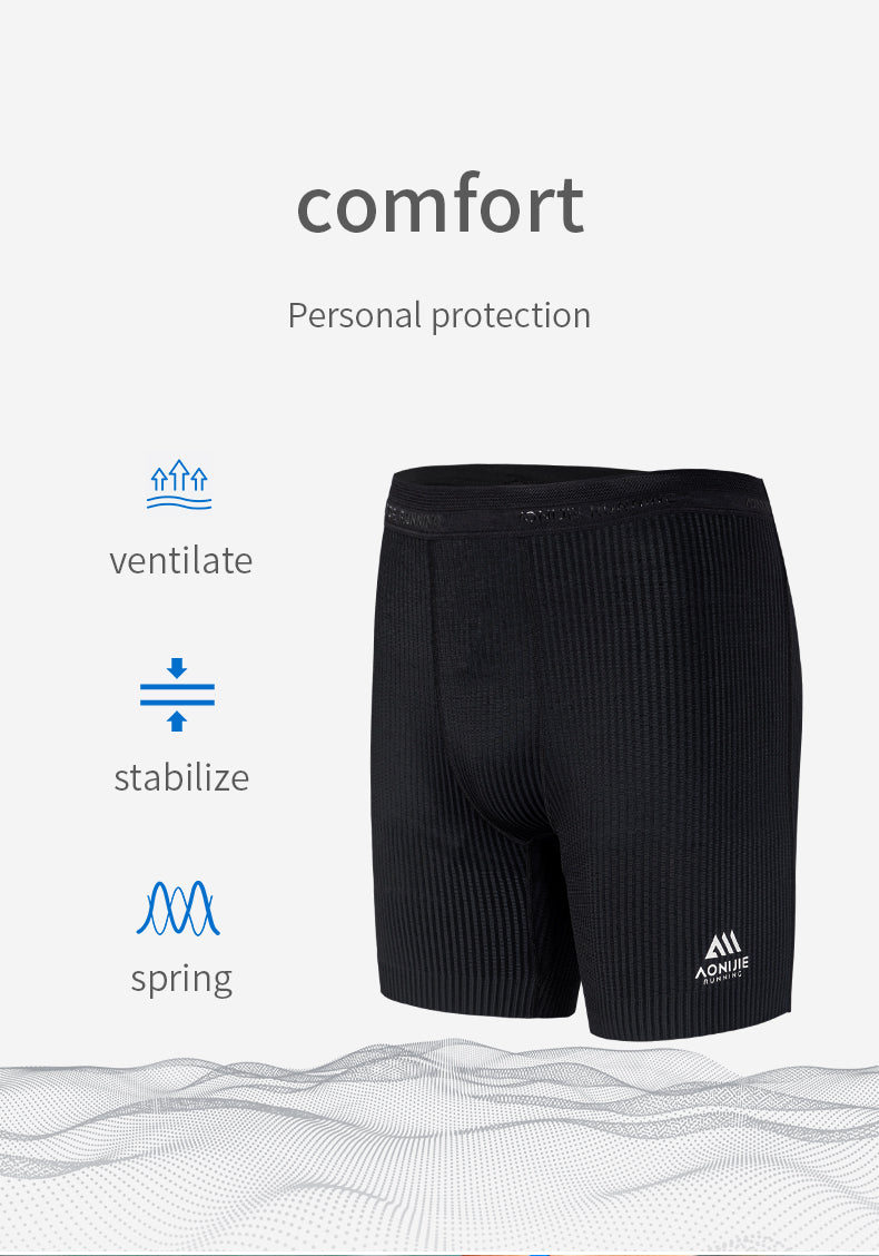 Aonijie FM5182 Outdoor Tight Running Compression Shorts for Men- BLACK