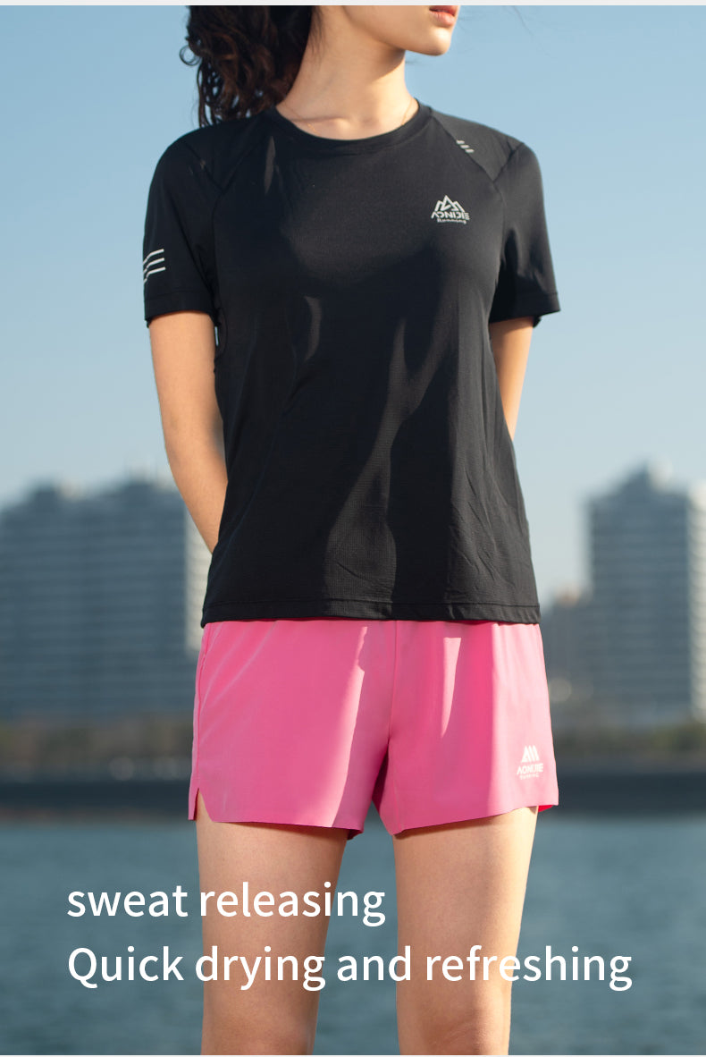 Aonijie FW6199 Quick-drying Sports Running Shorts - PINK