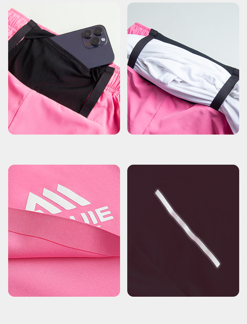 Aonijie FW6199 Quick-drying Sports Running Shorts - PINK