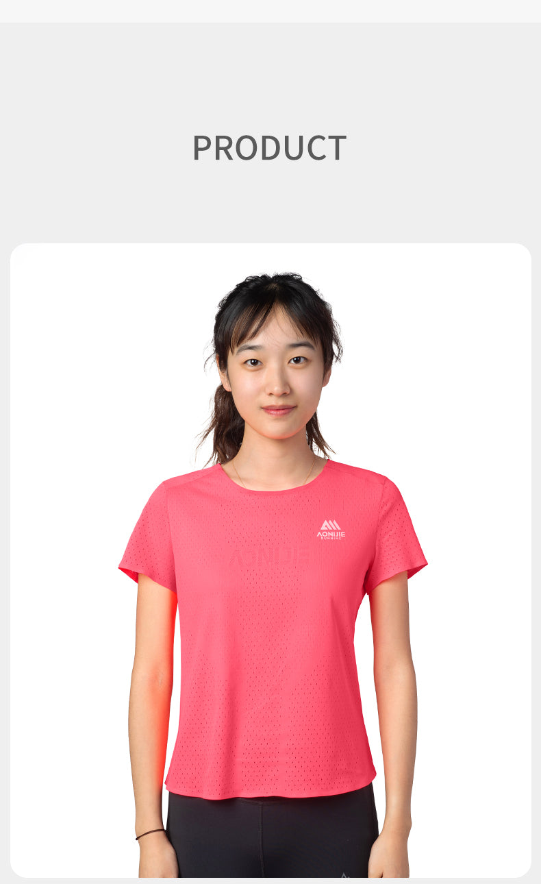 Aonijie FW6191 Sports Quick Drying Short Sleeves T-shirts for Women- PINK