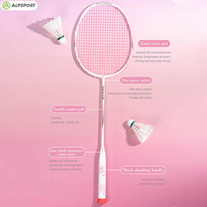 ALPSPORT CY 8U/G5 22-28Lbs Lightweight Carbon Fiber Badminton Racket (Single)