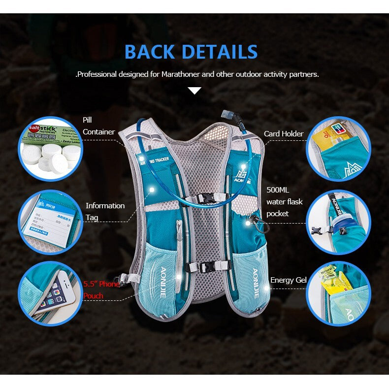 Aonijie 5L Hydration Backpack Running Vest - BLUE (Vest Only)