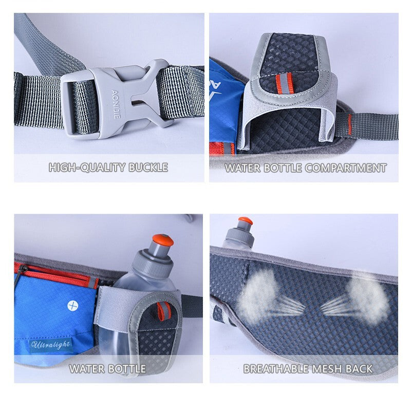 Aonijie Running Hydration Belt with 2 pockets for 170ml water bottles - ROSE