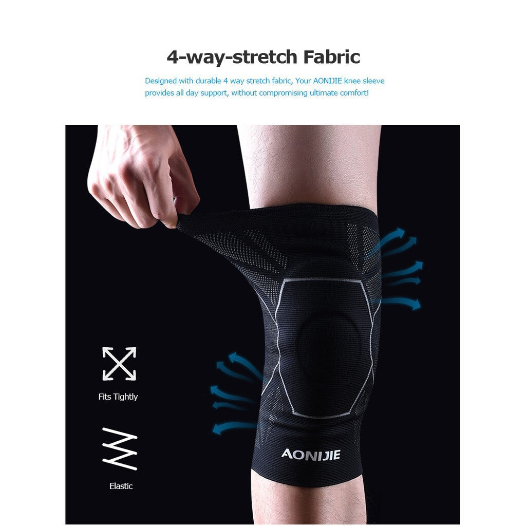 Aonijie COMPRESSION KNEE PAD 1PC Knee Brace Support - BLACK LARGE