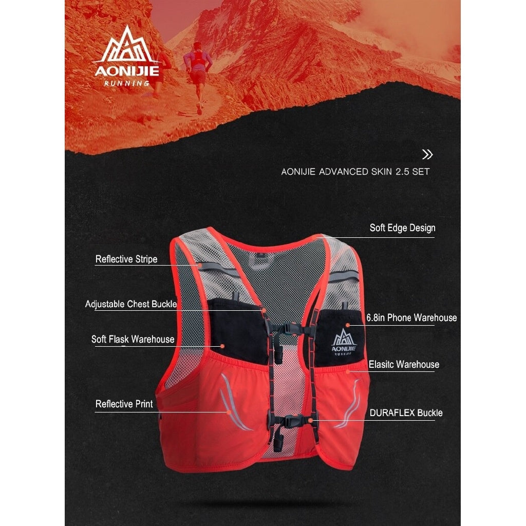 Aonijie 2.5L Hydration Backpack Running Vest - BLUE L/XL (Vest only)