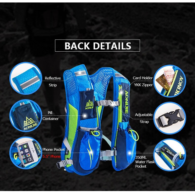 Aonijie 5.5L Lightweight Trail Running Vest Only - BLUE