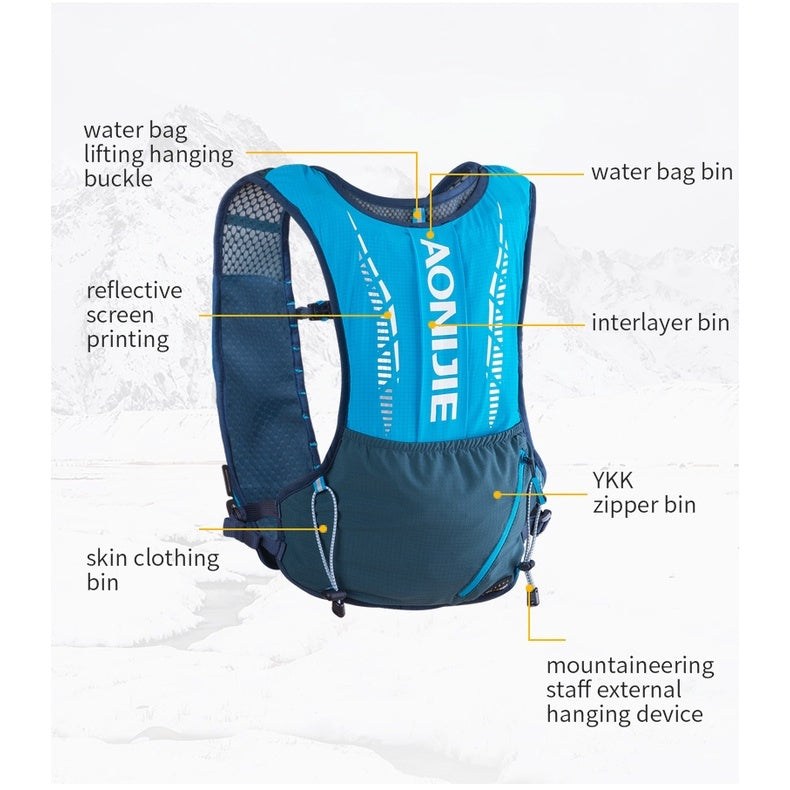 Aonijie 5L Running Vest Hydration Backpack - BLACK - C9102 (Vest Only)