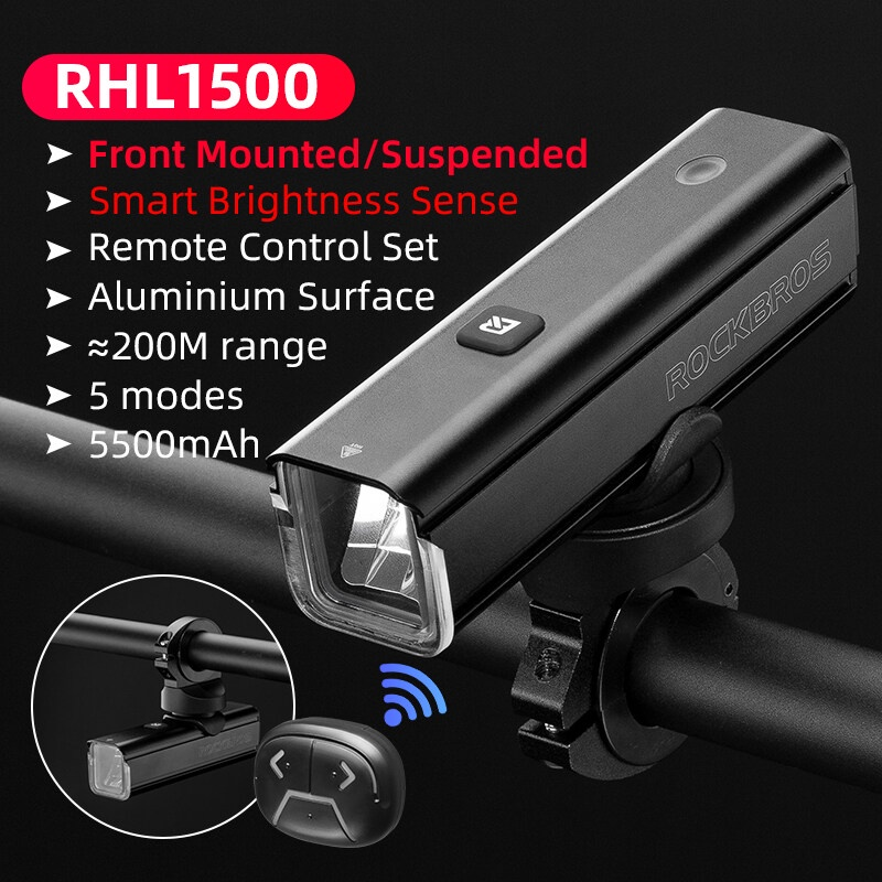 Rockbros BICYCLE FRONT LIGHT 1500 Lumens Rechargeable
