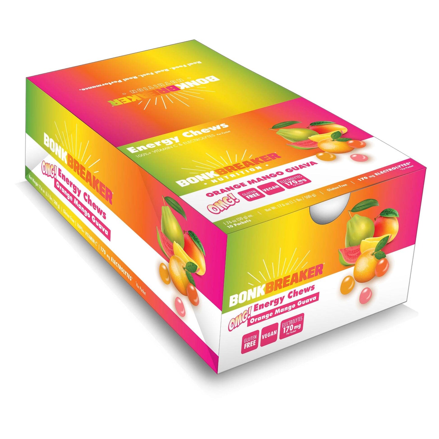 BonkBreaker Electrolytes ORANGE, MANGO & GUAVA Energy Chews - 8ct. Packet