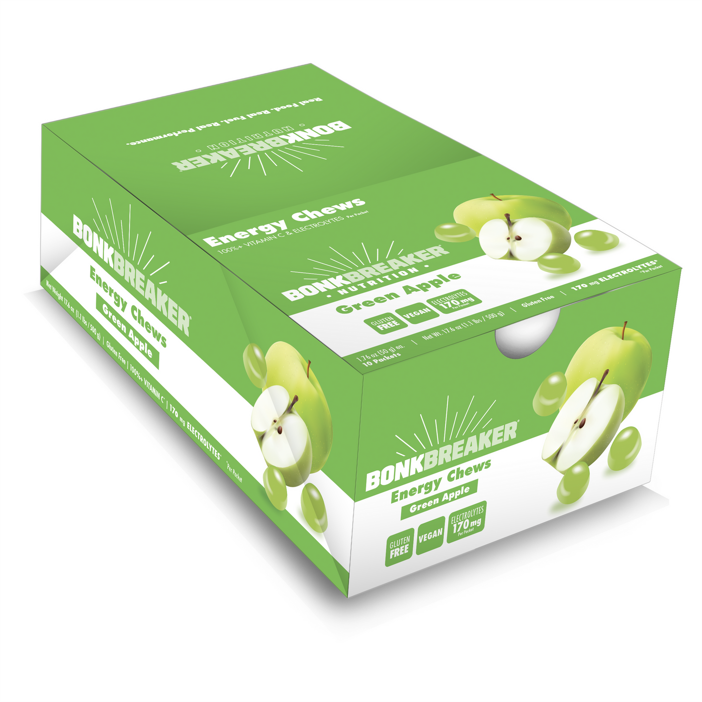 BonkBreaker Electrolytes GREEN APPLE Energy Chews - 8ct. Packet