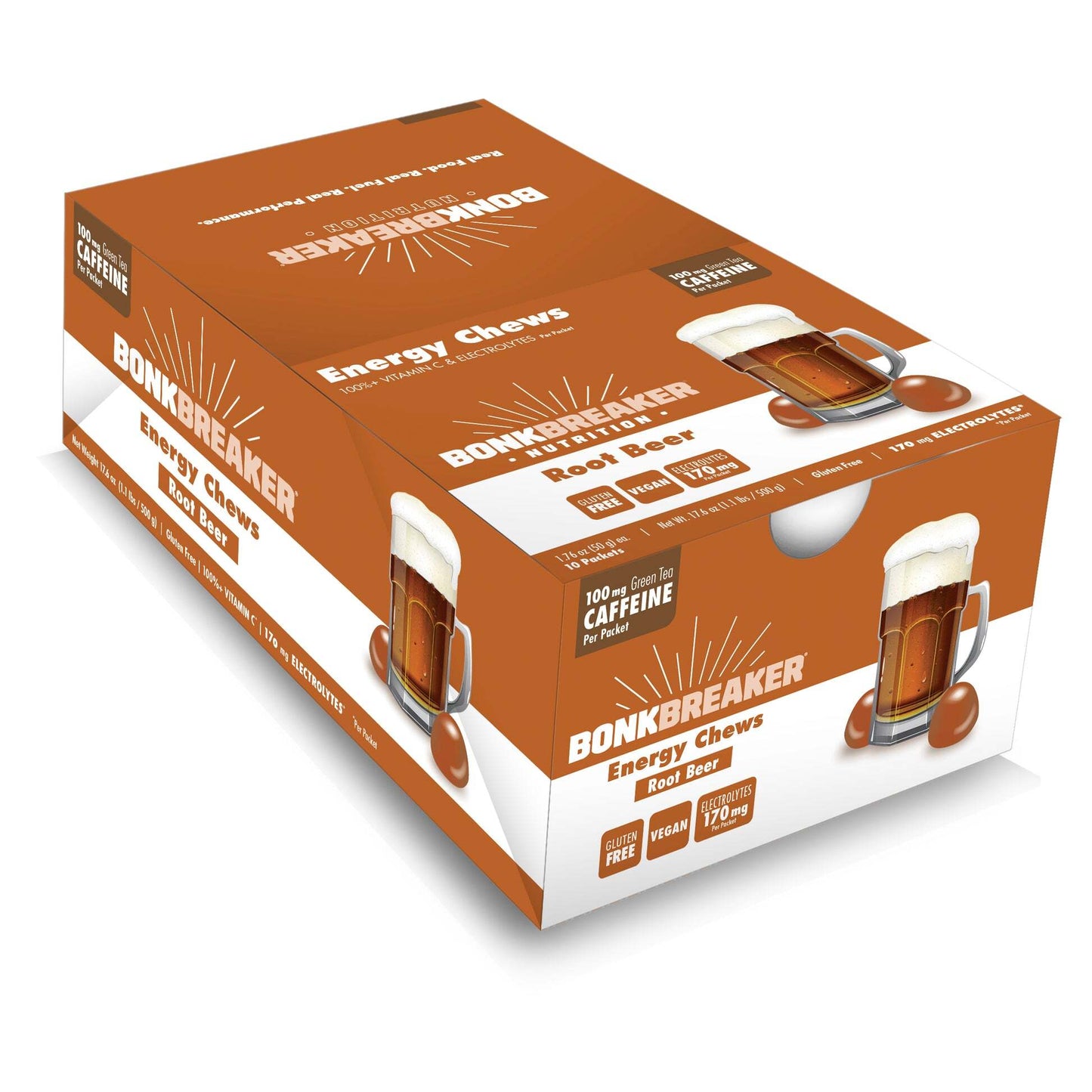 BonkBreaker Electrolytes ROOT BEER W/ CAFFEINE Energy Chews - 8ct. Packet