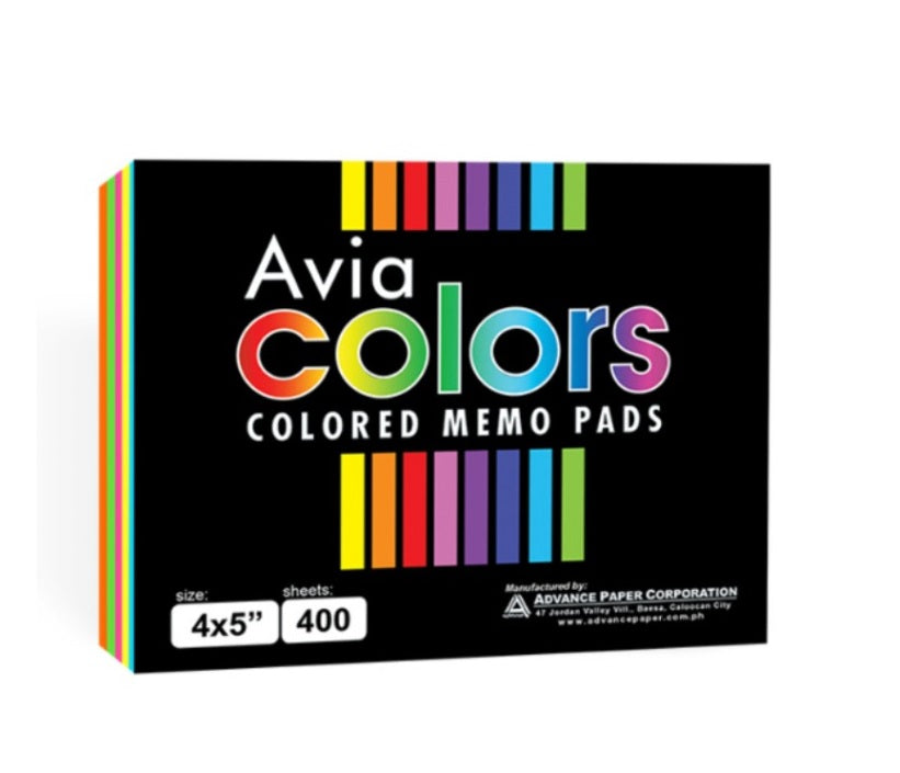 1 BUNDLE AVIA Colored Memo Pad (400s x 40 Packs)