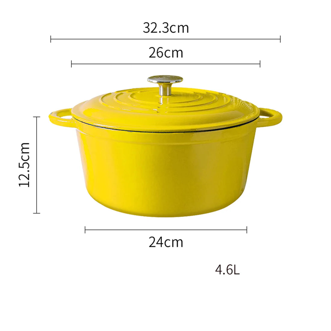 Happiness ENAMELED CAST IRON POT WITH LID - YELLOW