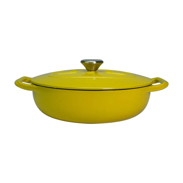 Happiness DUAL HANDLE ENAMELED CAST IRON POT- YELLOW