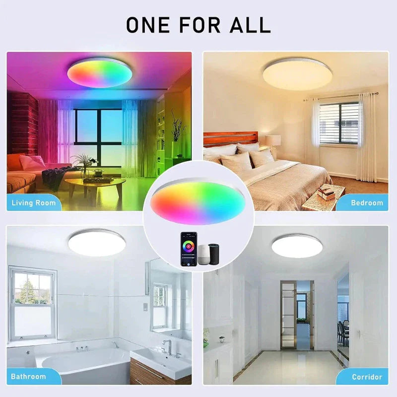 Tuya Wifi Smart Ceiling Light Led Bulb RGBCW 24W Dimmable Light Smart Life Remote Control Works With Alexa Google Home