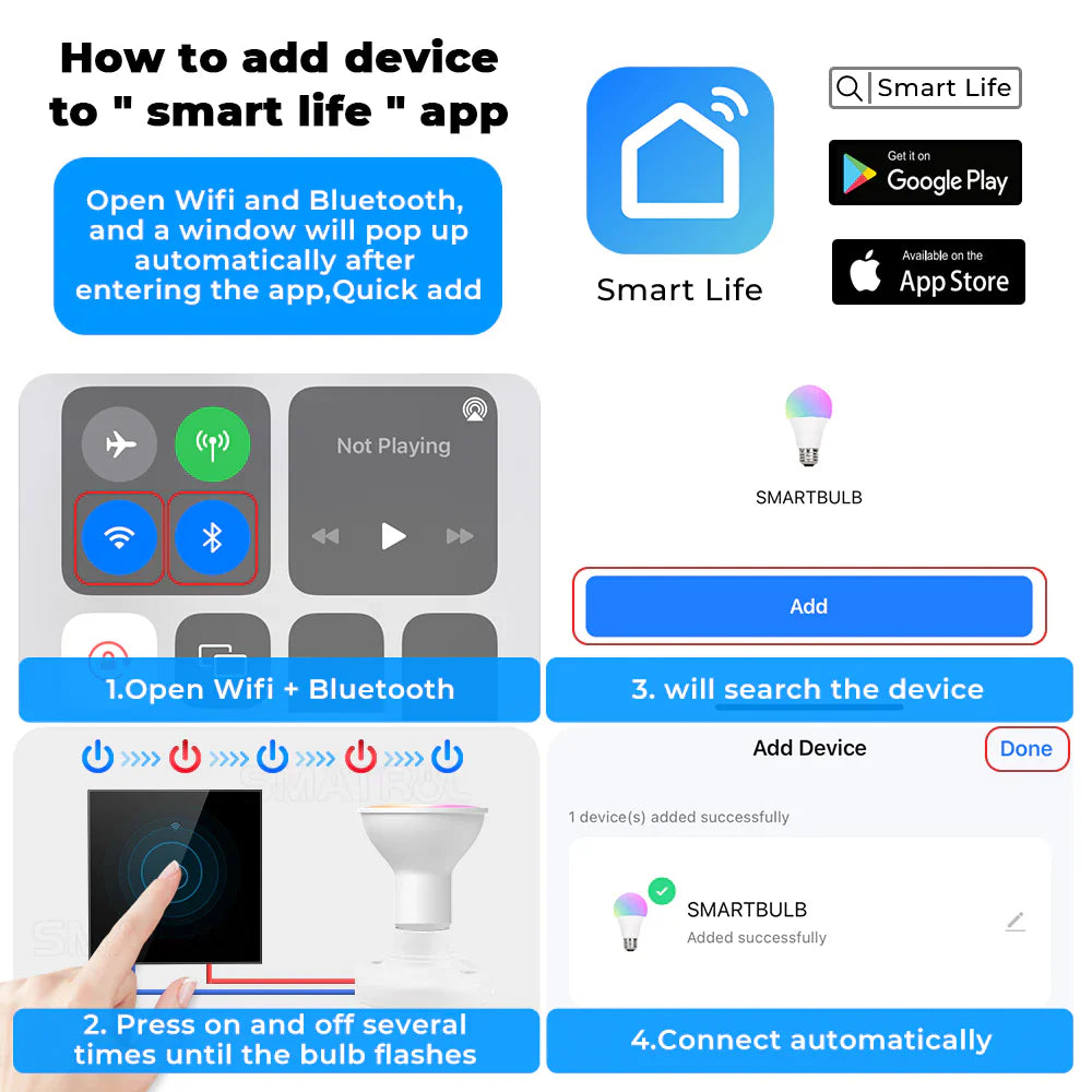 Tuya GU10 Wi-Fi Smart Light LED Bulbs Smart Life Remote Control Work with Alexa, Google Home