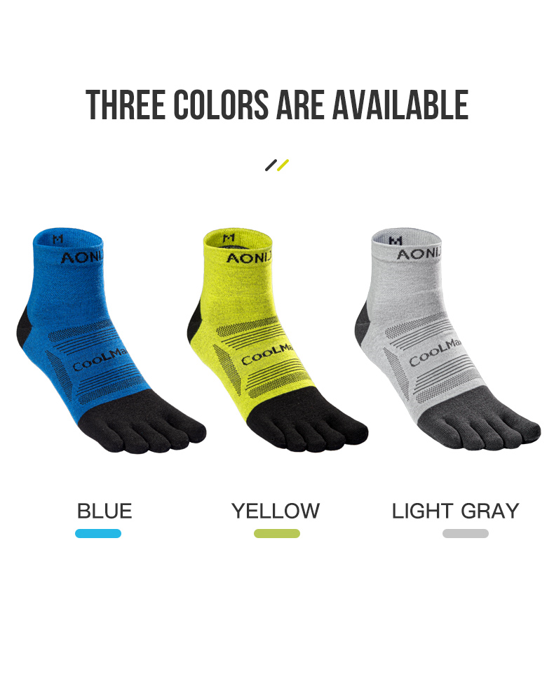 Aonijie E4840 Mid-length Running TOE SOCKS 3 Pairs Breathable - LARGE