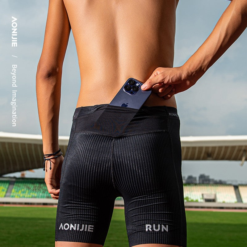Aonijie FM5182 Outdoor Tight Running Compression Shorts for Men- BLACK