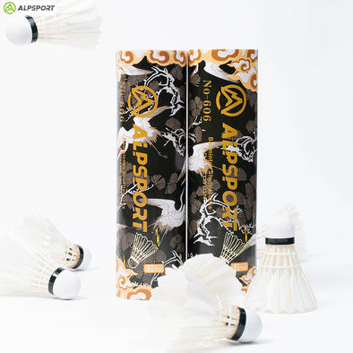 ALPSPORT 6pcs White Goose Feather Shuttlecocks- 606