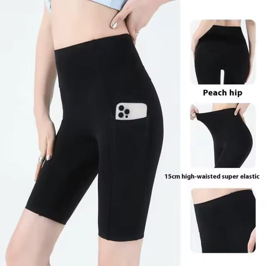 High-waisted SPORTS COMPRESSION SHORTS for Women ES10755 - BLACK