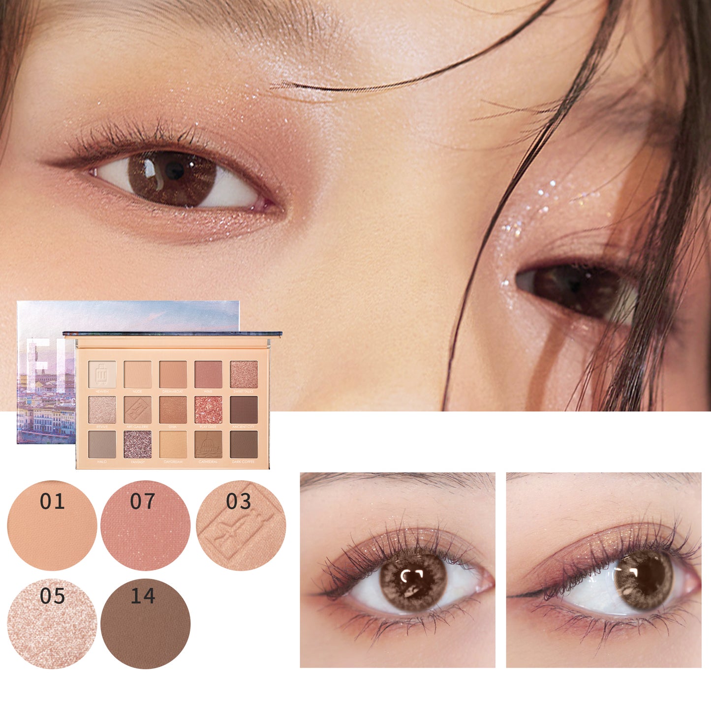 Focallure 15 Pan Eyeshadow 'Go travel ' Palette #8 Hi Firenze FA100