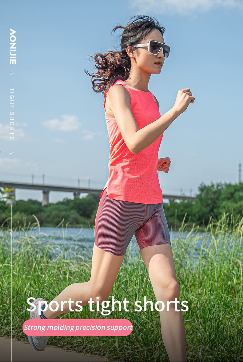 Aonijie FW5177 Running Sports COMPRESSION SHORTS for Women -- RED LARGE