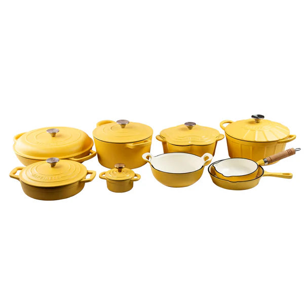 Happiness YELLOW ENAMEL CAST IRON KITCHENWARE - 7 PCS SET