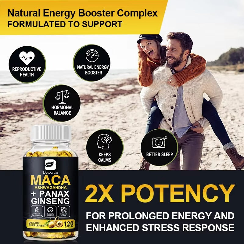 Beworths Maca Root Capsules with Ashgwanda Dietary Herbal Supplements