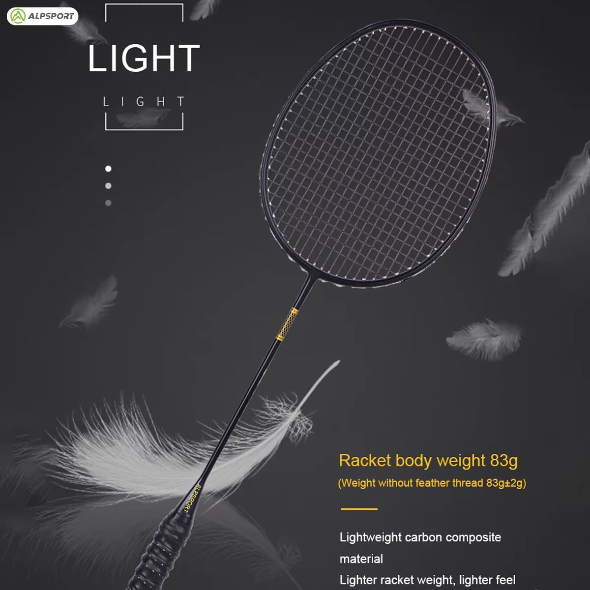 ALPSPORT ZJ 5U/G5 32Lbs Superlight Carbon Fiber Badminton Racket (Single)