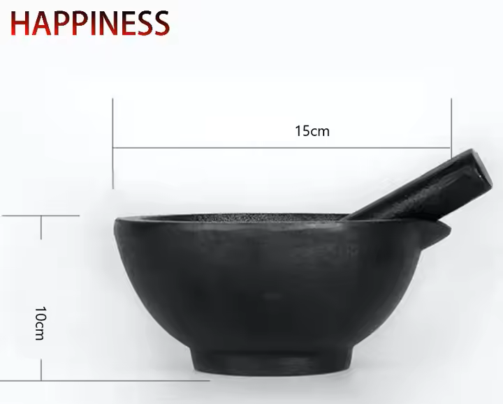 Happiness CAST IRON MORTAR and PESTLE- 15cmx10cm
