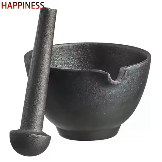 Happiness CAST IRON MORTAR and PESTLE- 15cmx10cm