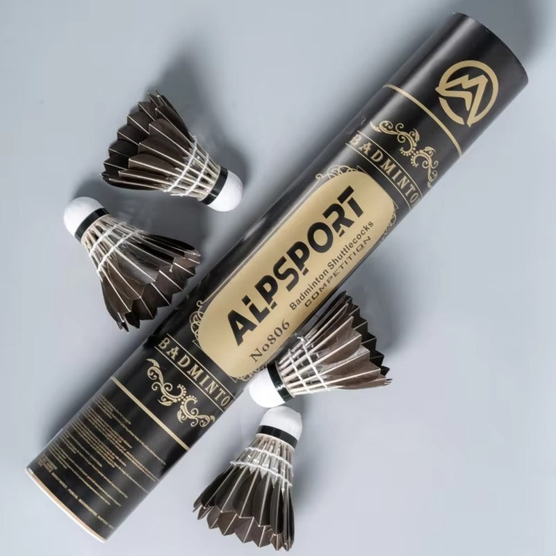 ALPSPORT 806 12pcs/Tube BLACK Goose Feather Shuttlecocks