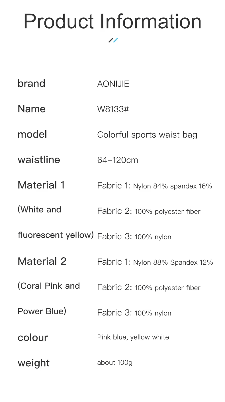 Aonijie W8133 Sports Waist Bag Running Belt- PINK