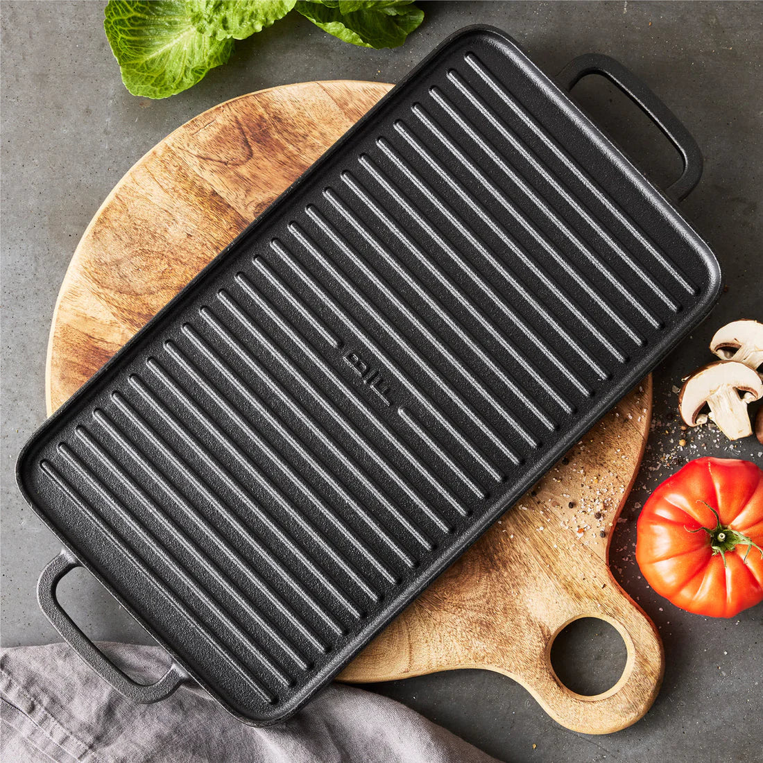 Happiness REVERSIBLE CAST IRON GRILL PAN
