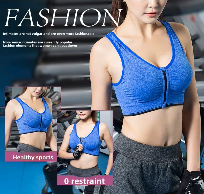Women's SPORTS BRA Front Zipper Shock-proof Wire-free Breathable Material