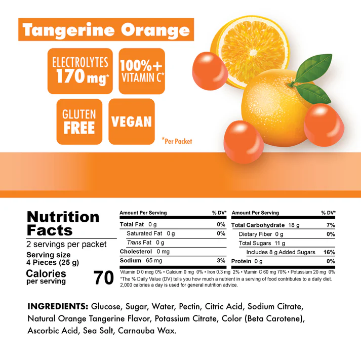 BonkBreaker Electrolytes TANGERINE ORANGE Energy Chews - 8ct. Packet