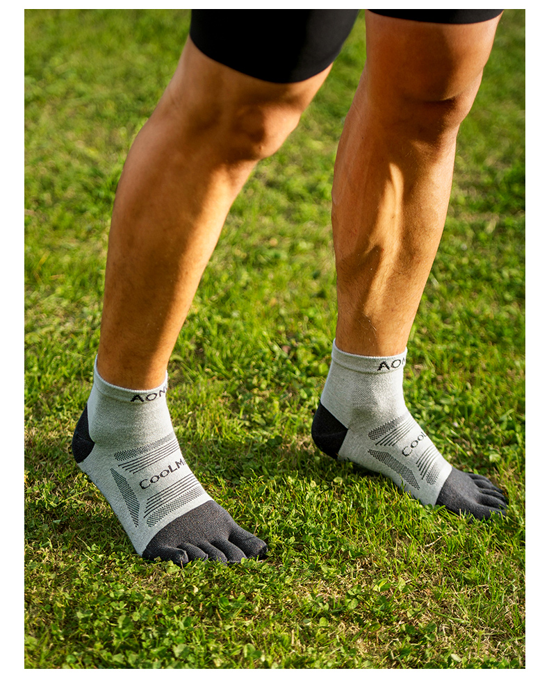 Aonijie E4840 Mid-length Running TOE SOCKS 3 Pairs Breathable - LARGE