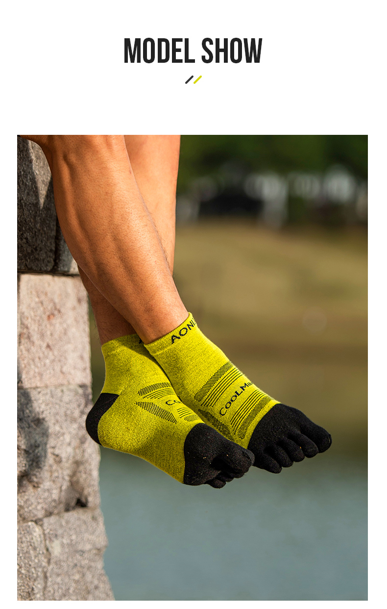 Aonijie E4840 Mid-length Running TOE SOCKS 3 Pairs Breathable - LARGE