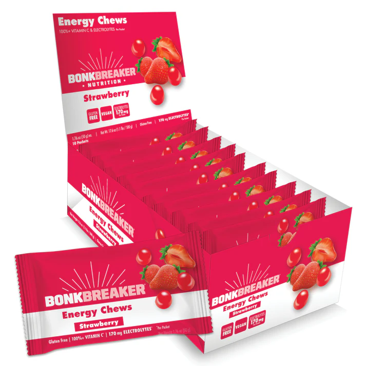 BonkBreaker Electrolytes STRAWBERRY W/ CAFFEINE Energy Chews - 8ct. Packet