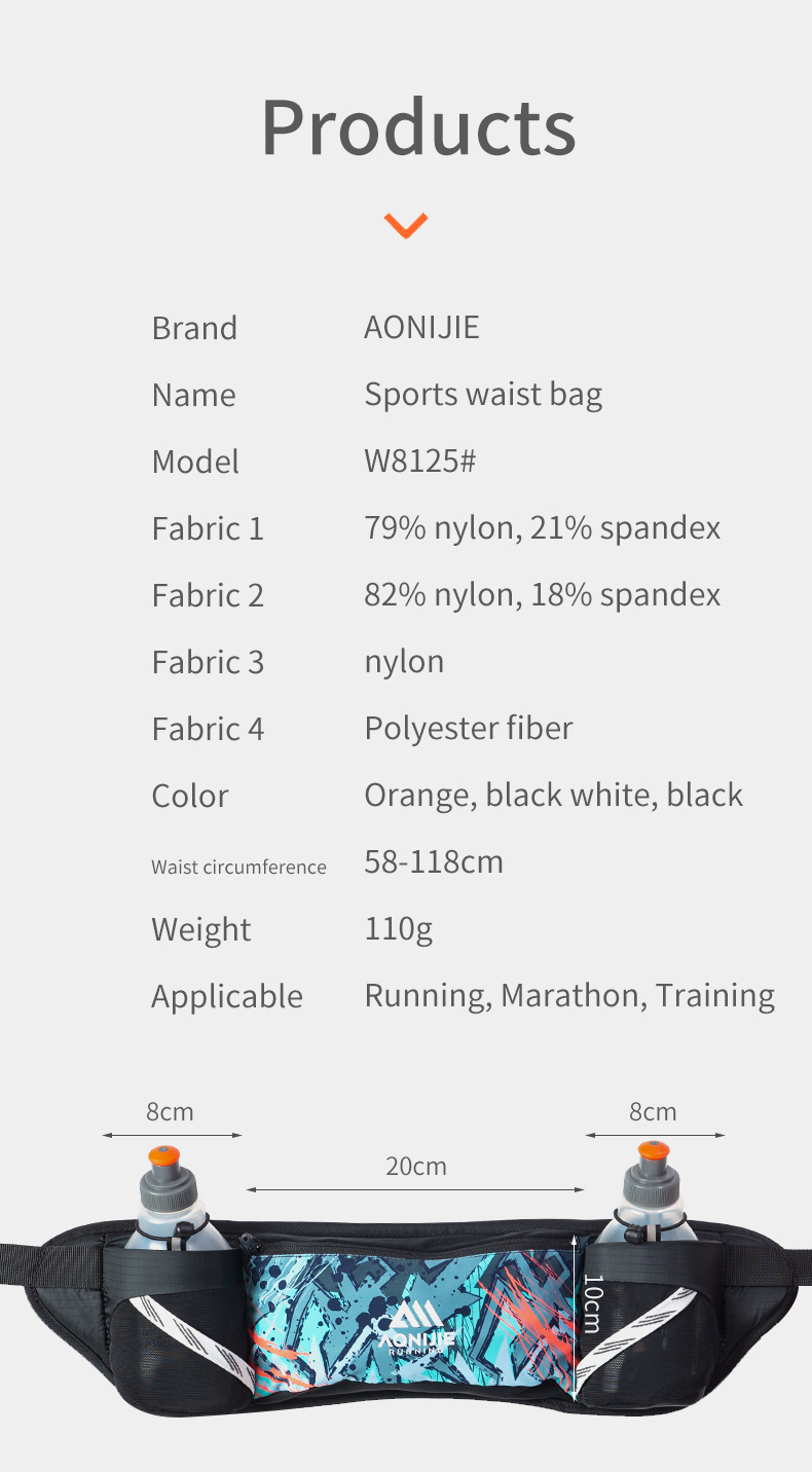 Aonijie W8125 SPORTS RUNNING BELT WAIST BAG - ORANGE