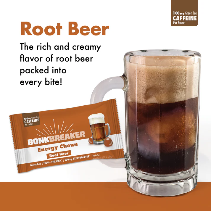 BonkBreaker Electrolytes ROOT BEER W/ CAFFEINE Energy Chews - 8ct. Packet