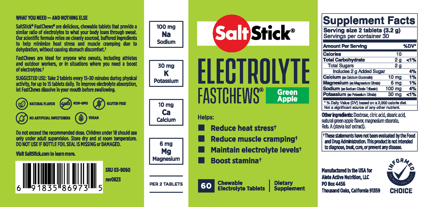 Saltstick FASTCHEWS 10ct. Packet- Green Apple