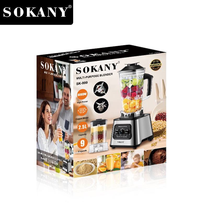 Sokany 2.5L Capacity 9 Speed Adjustable Portable Blender 6000W