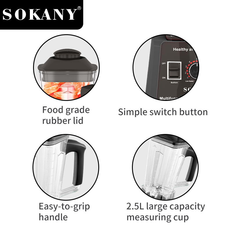 Sokany 2.5L Capacity 9 Speed Adjustable Portable Blender 5000W