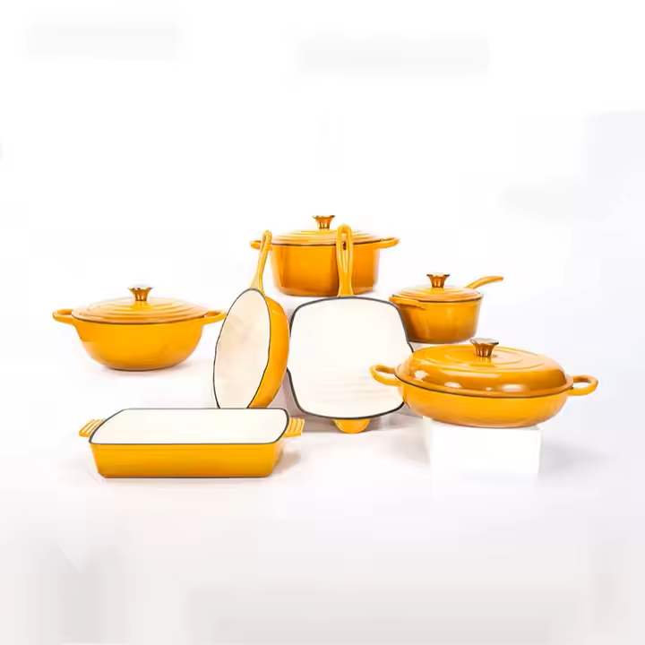 Happiness ENAMELED CAST IRON GRILL PAN- YELLOW