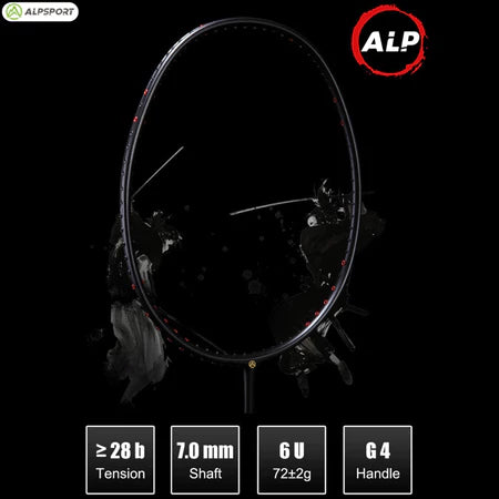 ALPSPORT XHP 6U/G4 26Lbs Carbon Fiber Badminton Racket (Single)