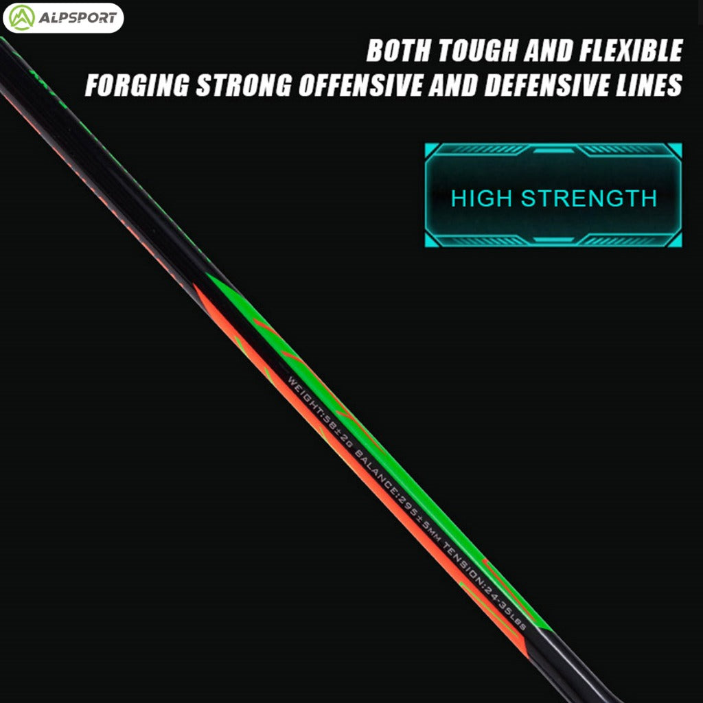 ALPSPORT SR 9U/G5 24-35Lbs Double-edged Carbon Fiber Badminton Racket