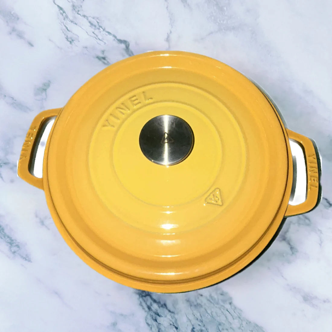 Happiness DUAL HANDLE ENAMELED CAST IRON POT- YELLOW