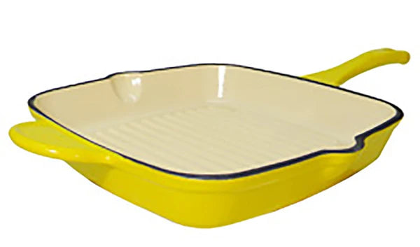 Happiness ENAMELED CAST IRON GRILL PAN- YELLOW