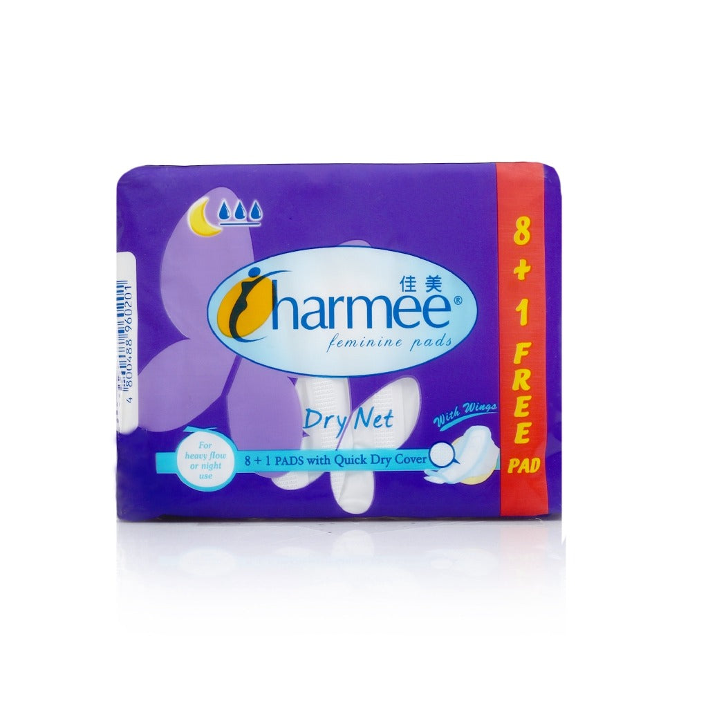 1 CASE -Charmee Dry Net HEAVY FLOW Sanitary Napkin with Wings 8's x 36 packs